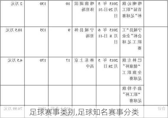 足球赛事类别,足球知名赛事分类