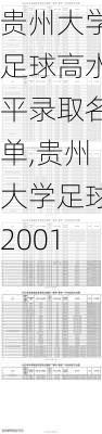 贵州大学足球高水平录取名单,贵州大学足球2001