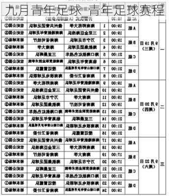 九月青年足球_青年足球赛程