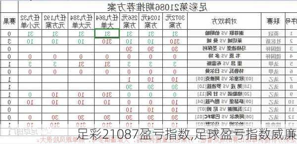 足彩21087盈亏指数,足球盈亏指数威廉