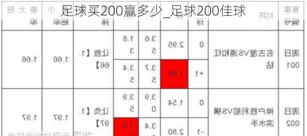 足球买200赢多少_足球200佳球