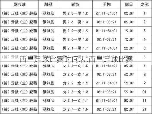 西昌足球比赛时间表,西昌足球比赛