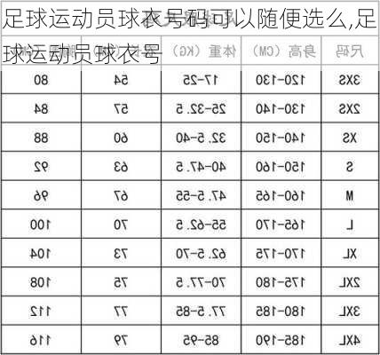 足球运动员球衣号码可以随便选么,足球运动员球衣号