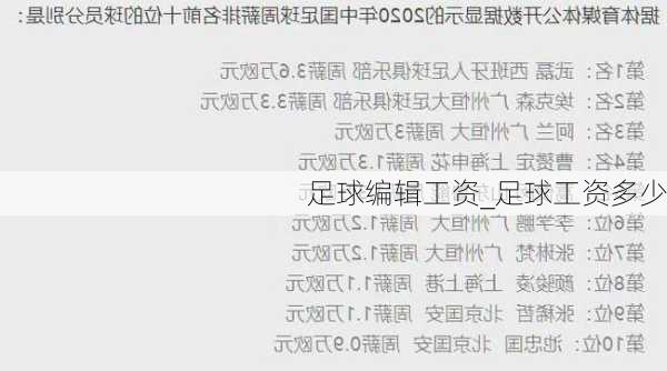 足球编辑工资_足球工资多少