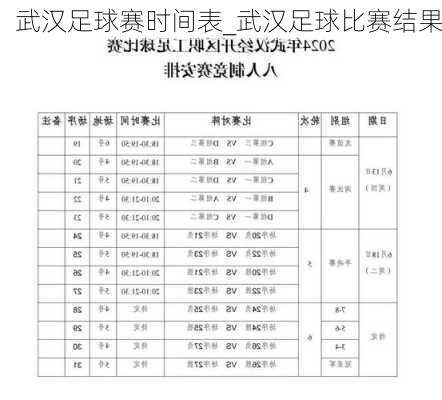 武汉足球赛时间表_武汉足球比赛结果