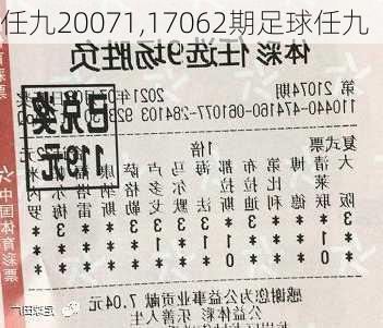 任九20071,17062期足球任九