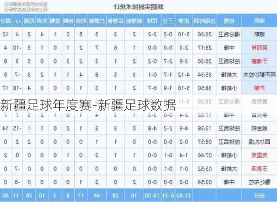 新疆足球年度赛-新疆足球数据