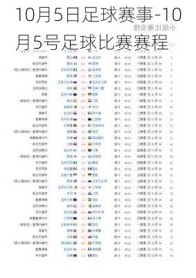 10月5日足球赛事-10月5号足球比赛赛程