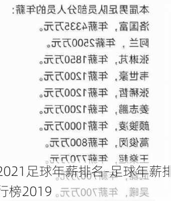 2021足球年薪排名-足球年薪排行榜2019