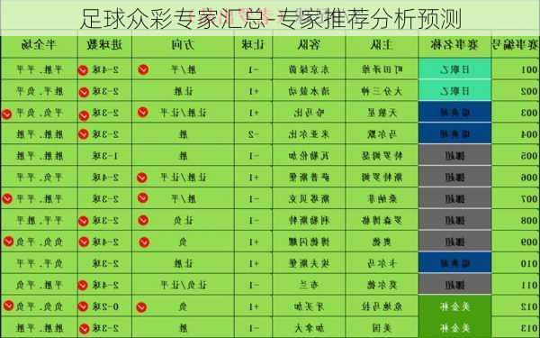 足球众彩专家汇总-专家推荐分析预测