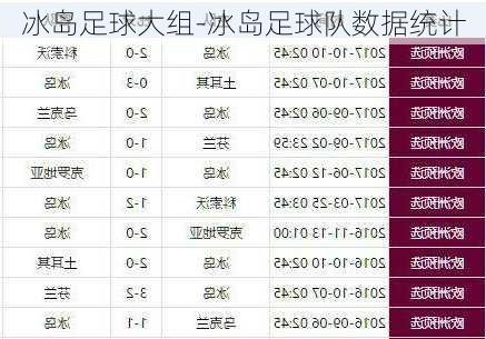 冰岛足球大组-冰岛足球队数据统计