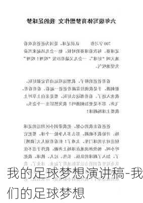 我的足球梦想演讲稿-我们的足球梦想