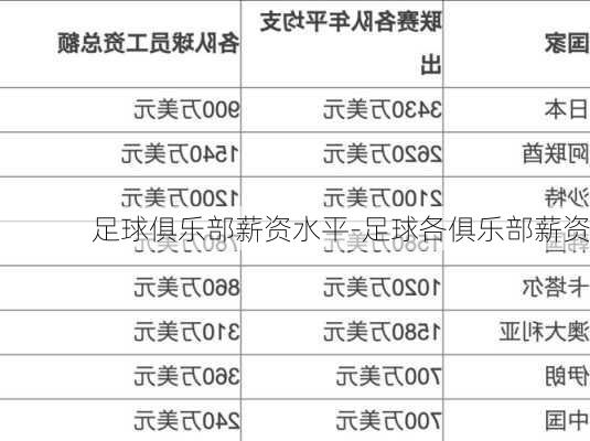 足球俱乐部薪资水平-足球各俱乐部薪资