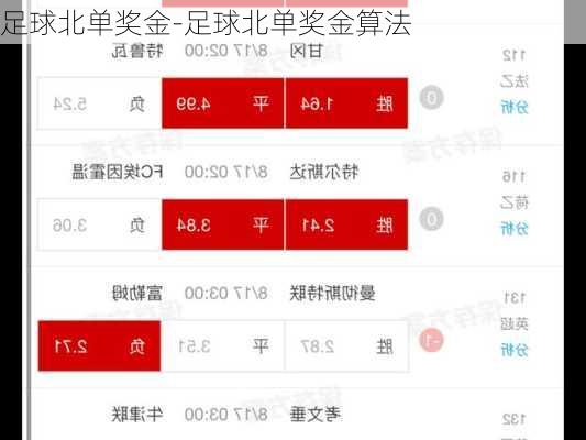 足球北单奖金-足球北单奖金算法