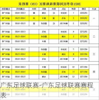 广东足球联赛-广东足球联赛赛程表