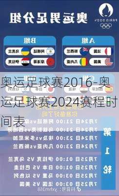 奥运足球赛2016-奥运足球赛2024赛程时间表