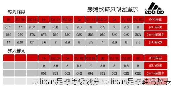 adidas足球等级划分-adidas足球鞋码数表