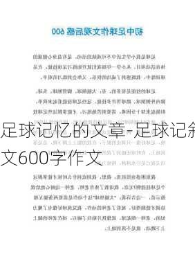 足球记忆的文章-足球记叙文600字作文