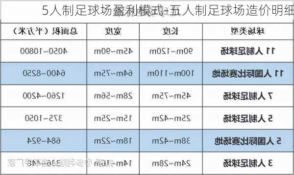 5人制足球场盈利模式-五人制足球场造价明细